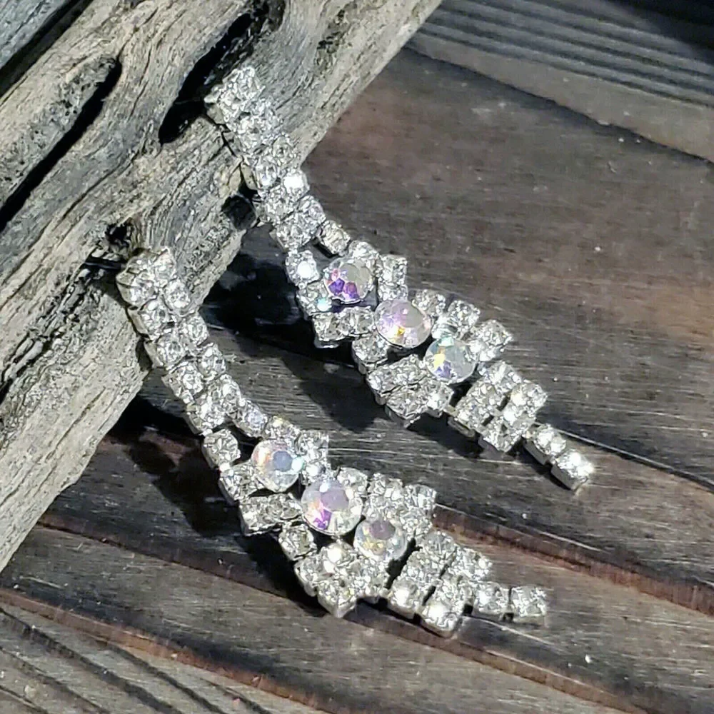 Retro Glam European Lady Di Style Austrian Crystal Earrings - Picture 1 of 10